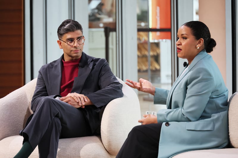 A man and a woman in a discussion